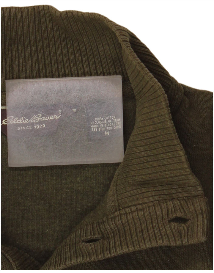 EDDIE BAUER Maglione da uomo con collo a bottoni in cotone kaki medio