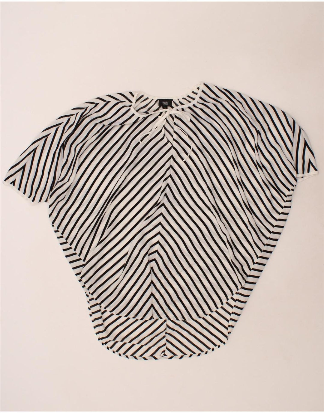 MOSSIMO Womens Longline Batwing Blouse Top UK 14 Medium White Striped Vintage Mossimo and Second-Hand Mossimo from Messina Hembry 