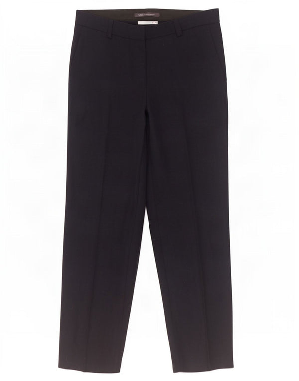 Pantaloni da abito dritti da donna Marks & Spencer UK 10 piccoli W30 L28 blu navy