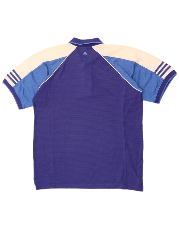 Polo Adidas da uomo UK 42/44 grande cotone color block blu