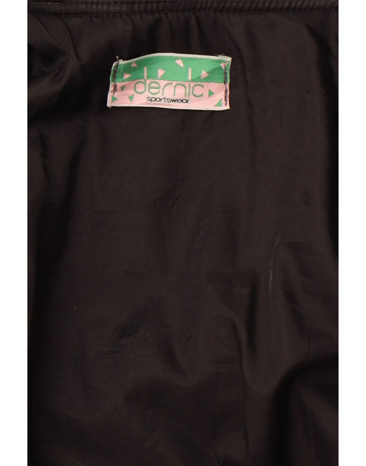 DERNIC Giubbotto bomber grafico da uomo Alaska Base Navale UK 40 Large Nero anni '80