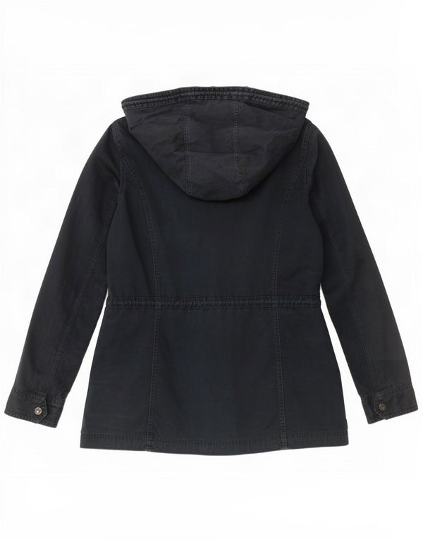 Giacca Parka con cappuccio da donna Hollister UK 14 Large Blu Navy Cotone