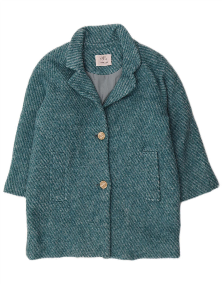 Cappotto Zara Bambina 11-12 Anni Poliestere Gessato Turchese