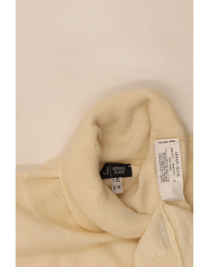 Maglione maglione a collo alto da donna Armani Jeans UK 12 Lana beige medio