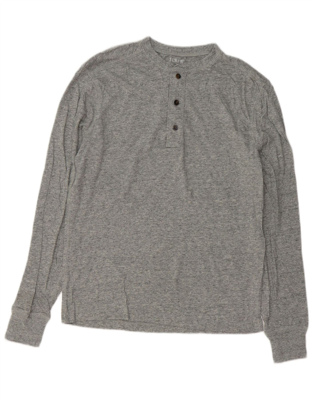J. CREW Top da uomo a maniche lunghe in cotone chiazzato grigio piccolo