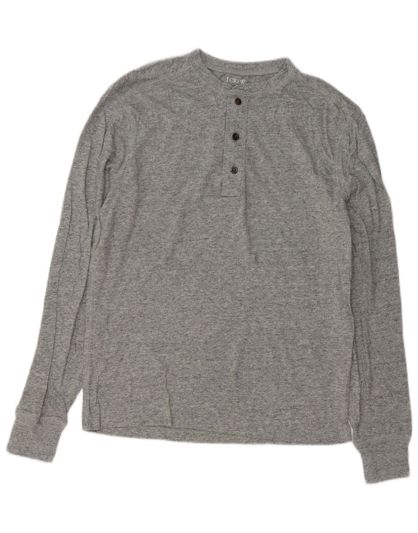 J. CREW Top da uomo a maniche lunghe in cotone chiazzato grigio piccolo