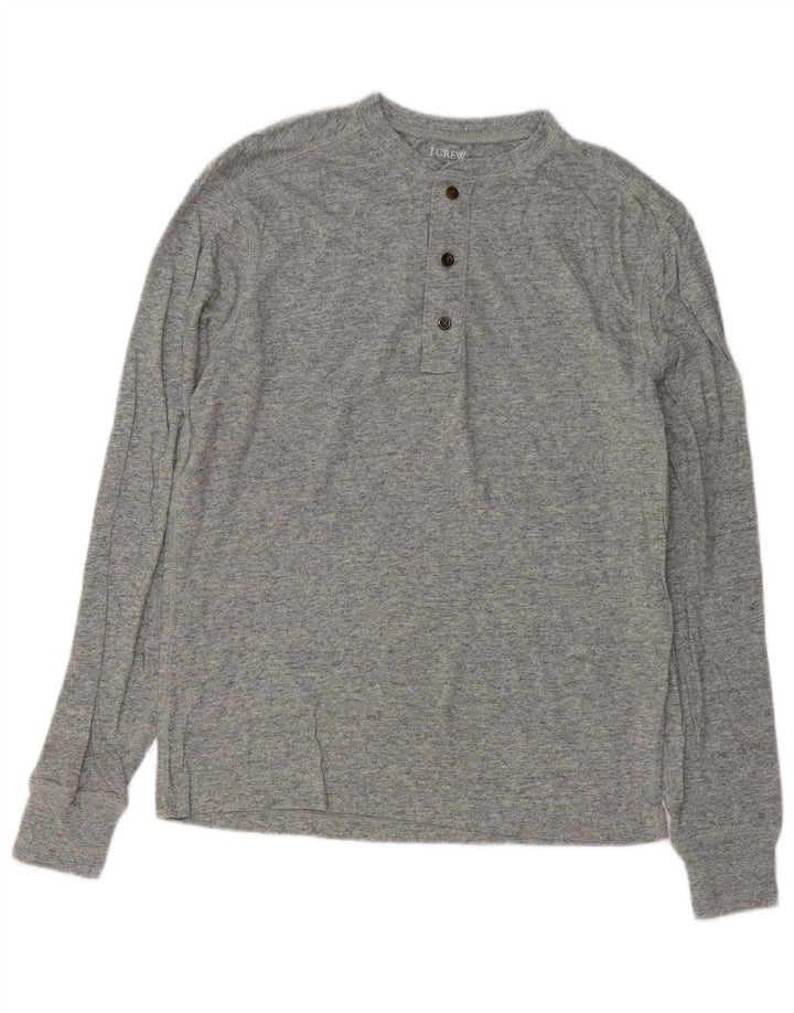 J. CREW Top da uomo a maniche lunghe in cotone chiazzato grigio piccolo