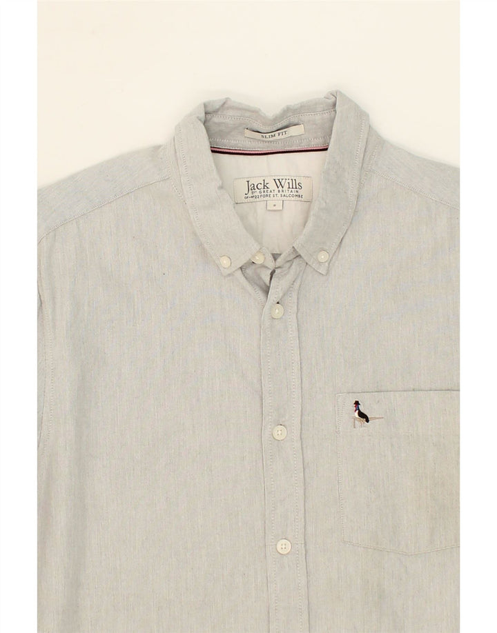 JACK WILLS Mens Slim Fit Shirt Small Grey Vintage Jack Wills and Second-Hand Jack Wills from Messina Hembry 
