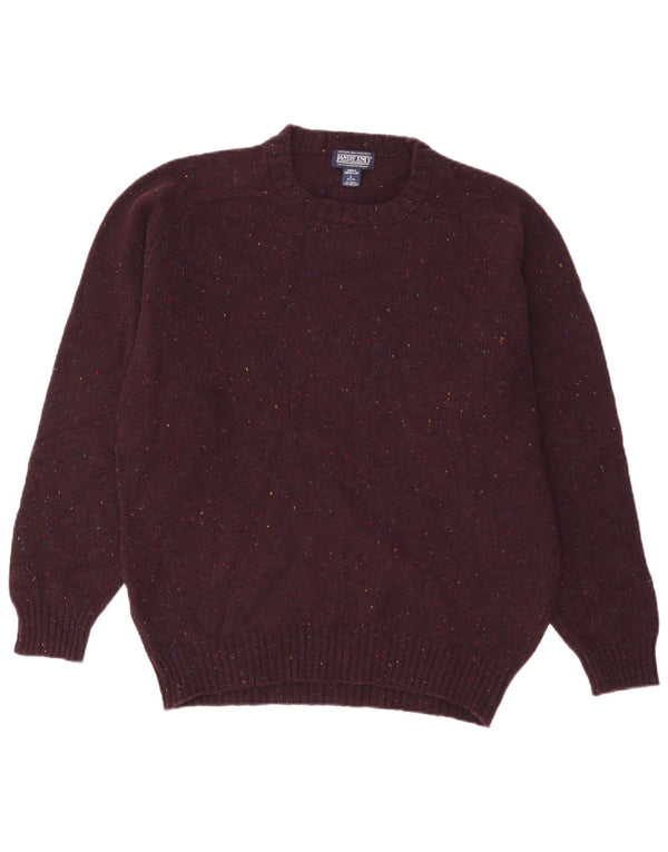 Maglione maglione girocollo da uomo dalla vestibilità regolare di Lands End, grande bordeaux screziato
