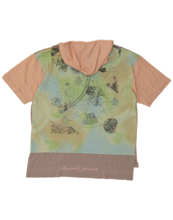 Gabriella Frattini T-shirt grafica da uomo con cappuccio Top XL Grigio Colourblock