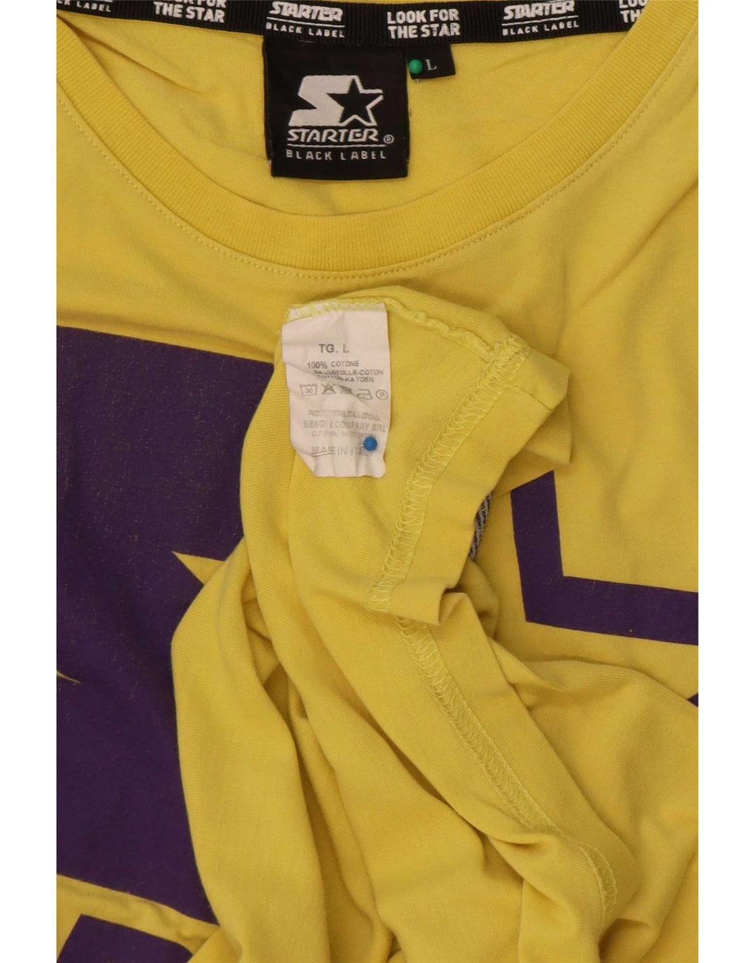 T-shirt grafica da uomo Starter Top grande in cotone giallo