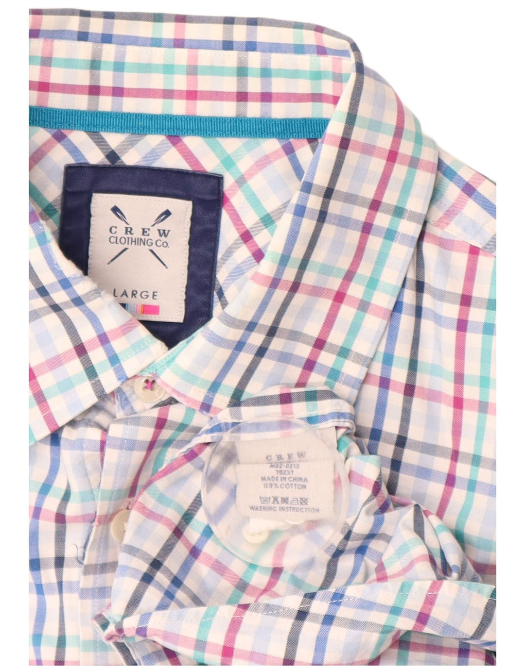 CREW CLOTHING Camicia da uomo in cotone a quadri grandi blu