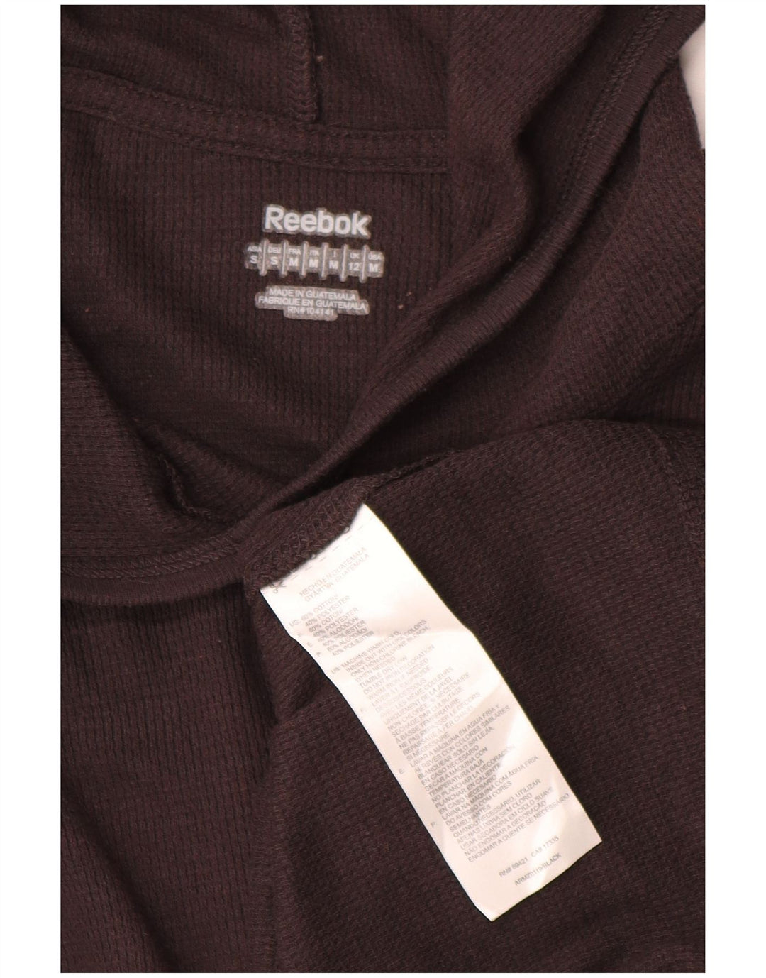 Top Reebok da donna con cappuccio a maniche lunghe UK 12 cotone marrone medio