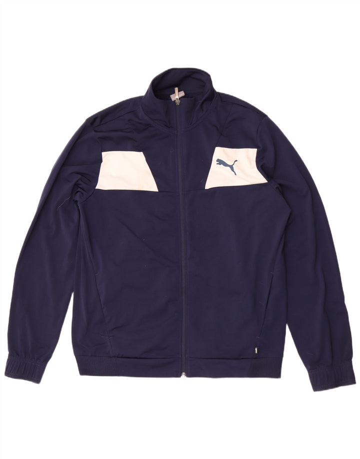 Giacca da tuta da uomo Puma Large in poliestere color block blu navy