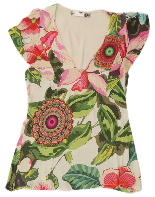 Desigual Camicetta da donna Top UK 18 XL multicolore floreale