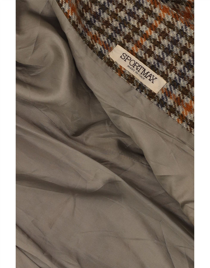 Giacca blazer da donna a 2 bottoni Sportmax UK 12 pied de poule marrone medio