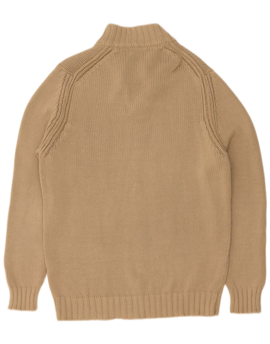 Maglione Zara da uomo con collo a bottoni XL in cotone beige