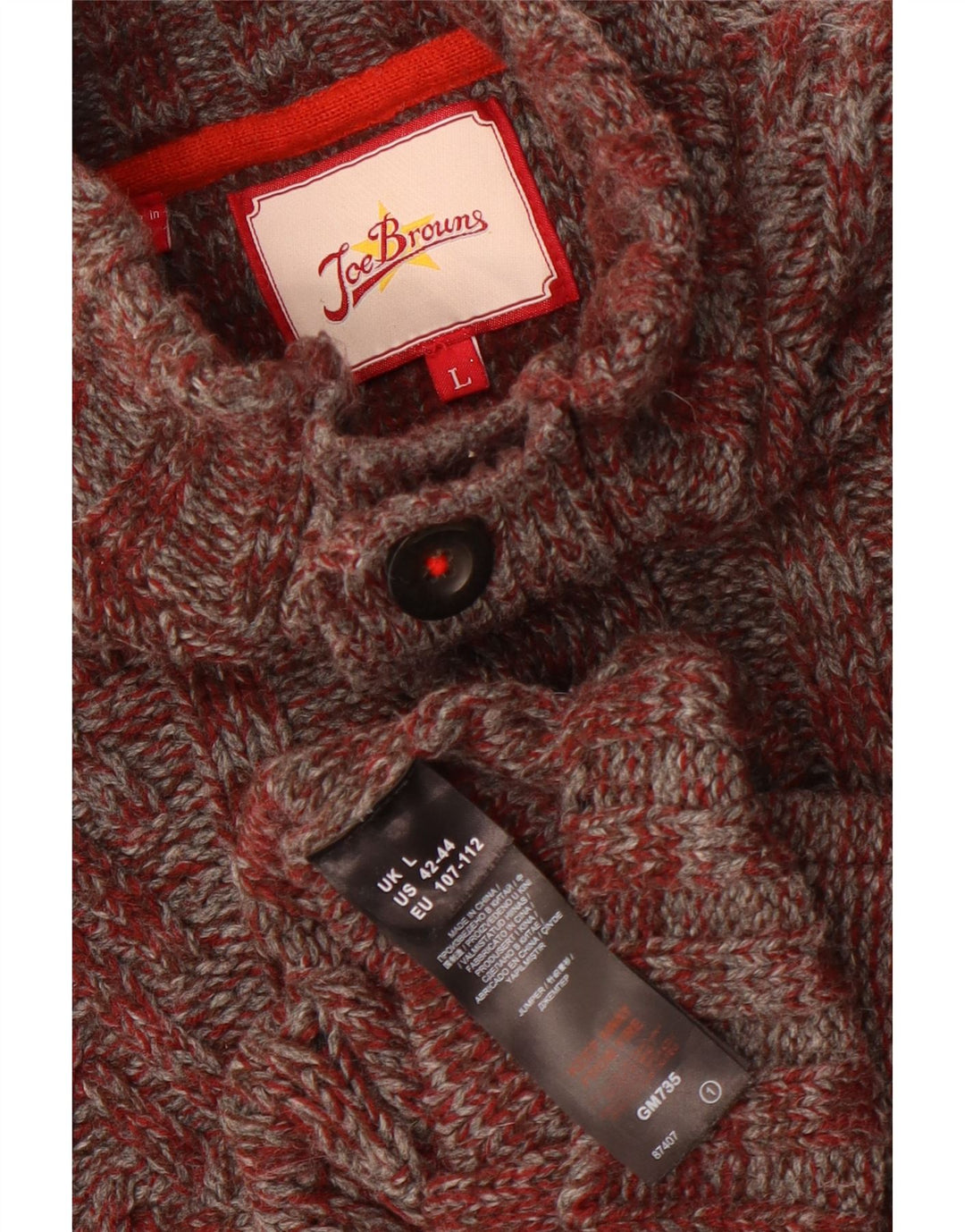 Joe Browns Maglione da uomo con collo a bottoni Maglione grande acrilico chiazzato marrone