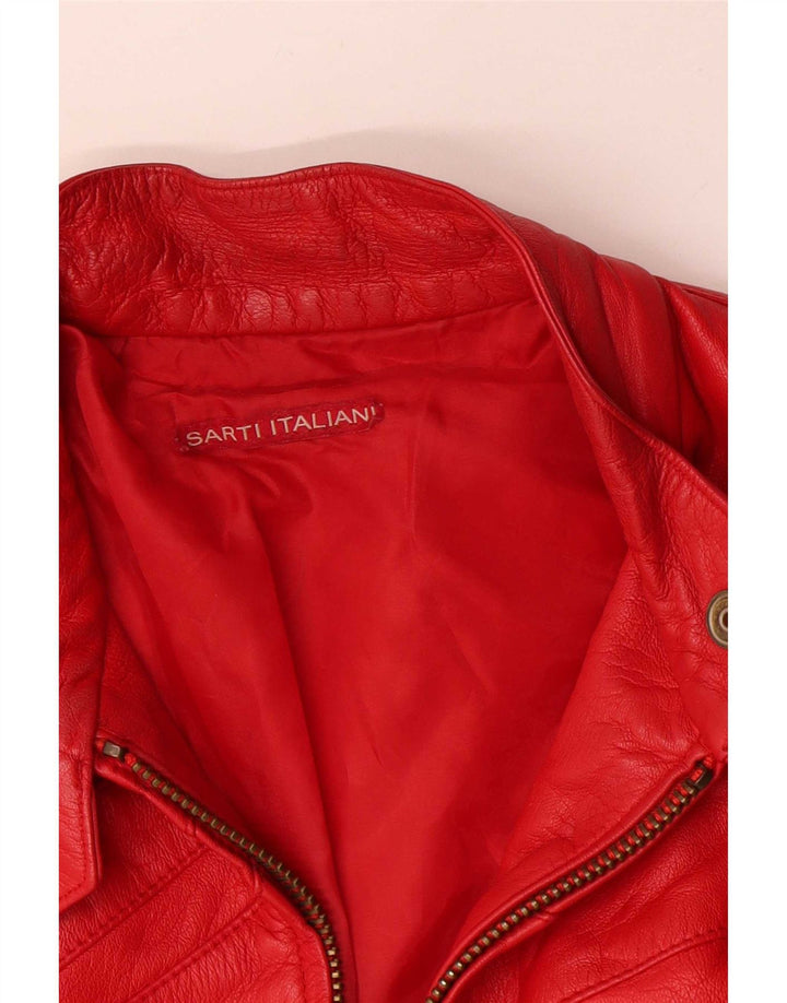 Giacca da corsa in pelle da donna vintage IT 44 in pelle rossa media