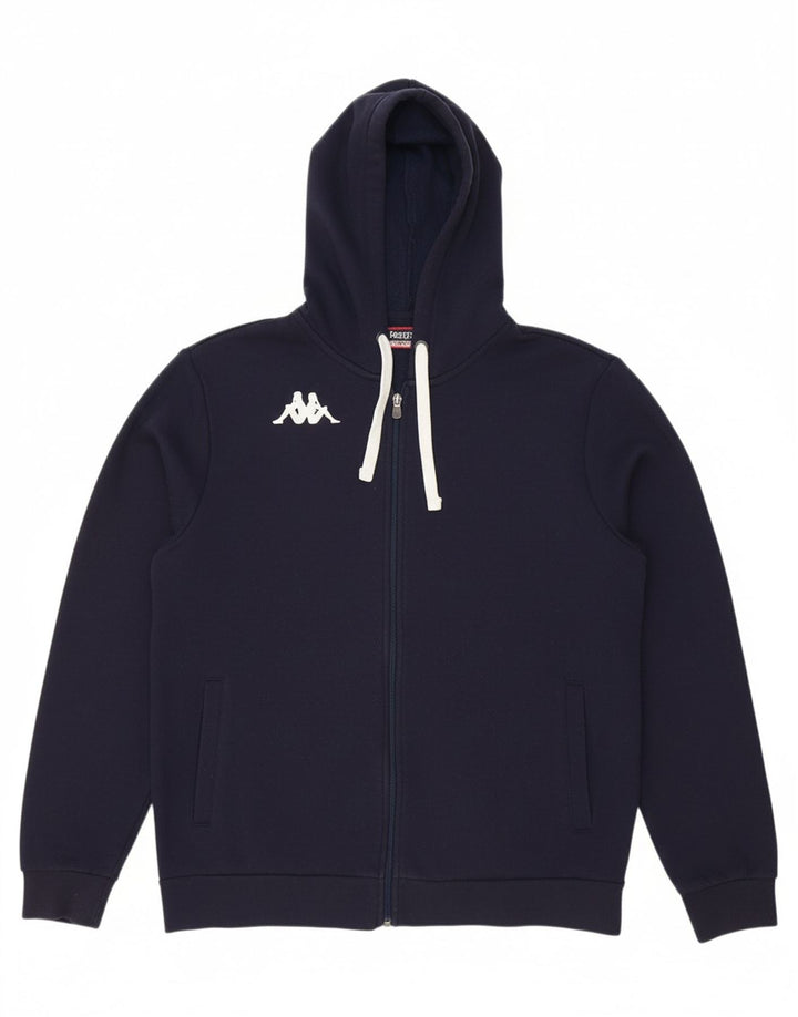 KAPPA Mens Zip Hoodie Sweater Large Navy Blue Cotton