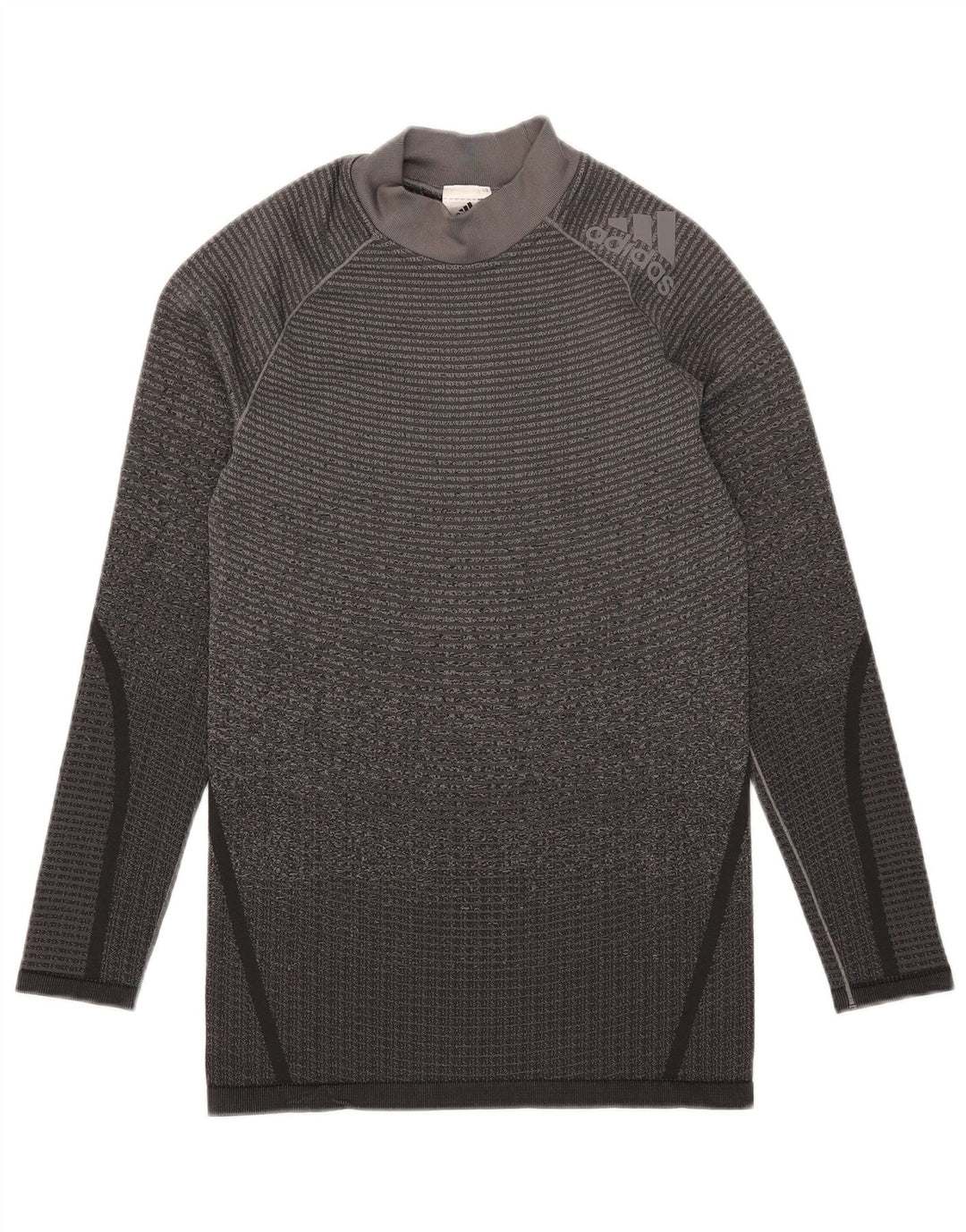 Top Adidas da uomo a maniche lunghe in poliestere grigio medio