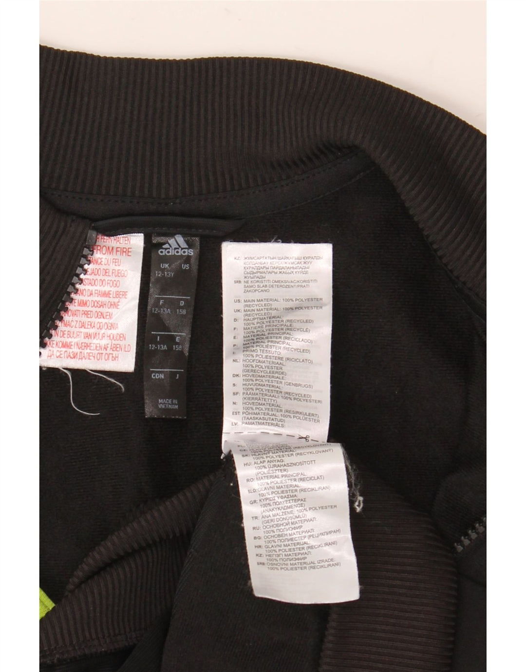 Giacca da tuta da ragazzo Adidas 12-13 anni in poliestere color block nero