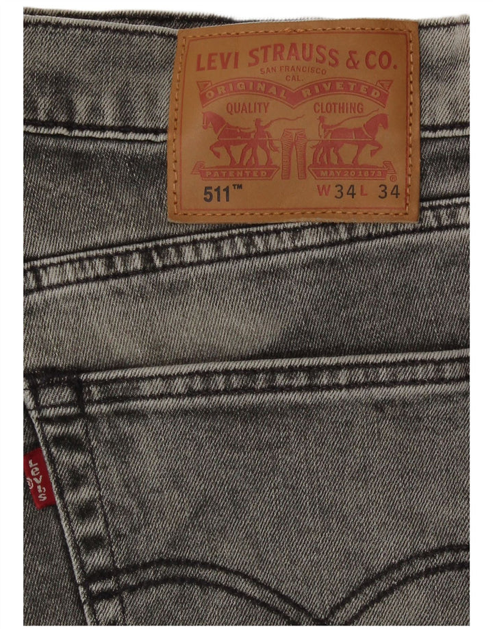 Levi's Uomo 511 Slim Jeans W34 L31 Cotone Grigio