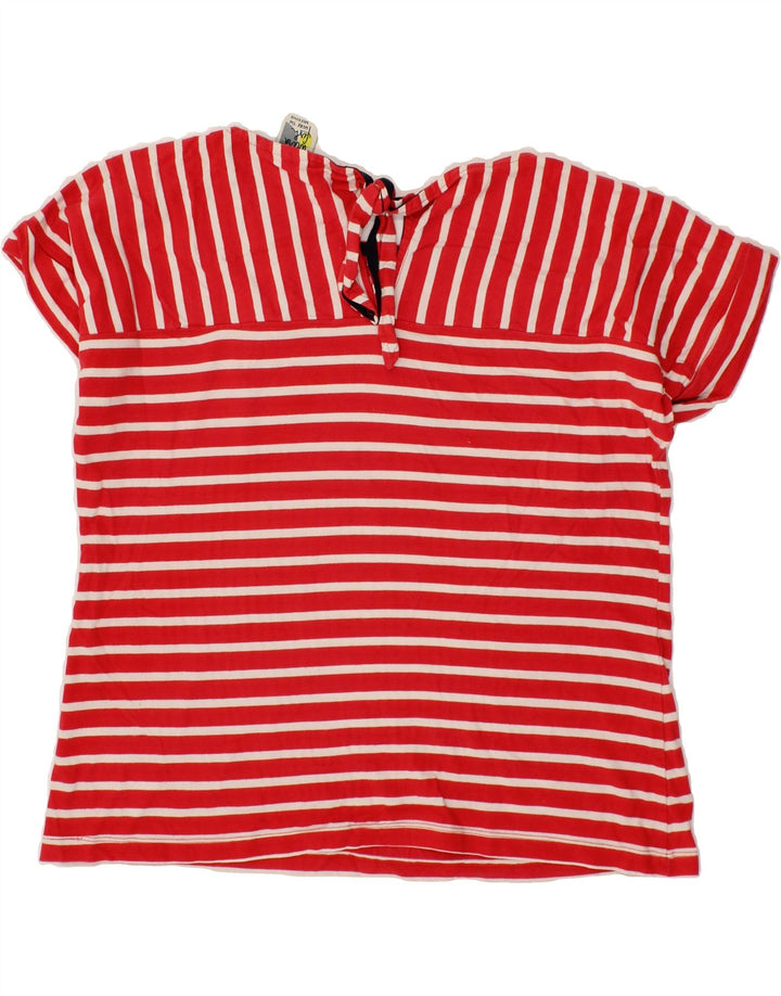 WEIRD FISH Womens Blouse Top UK 16 Large  Red Striped Cotton Vintage Weird Fish and Second-Hand Weird Fish from Messina Hembry 