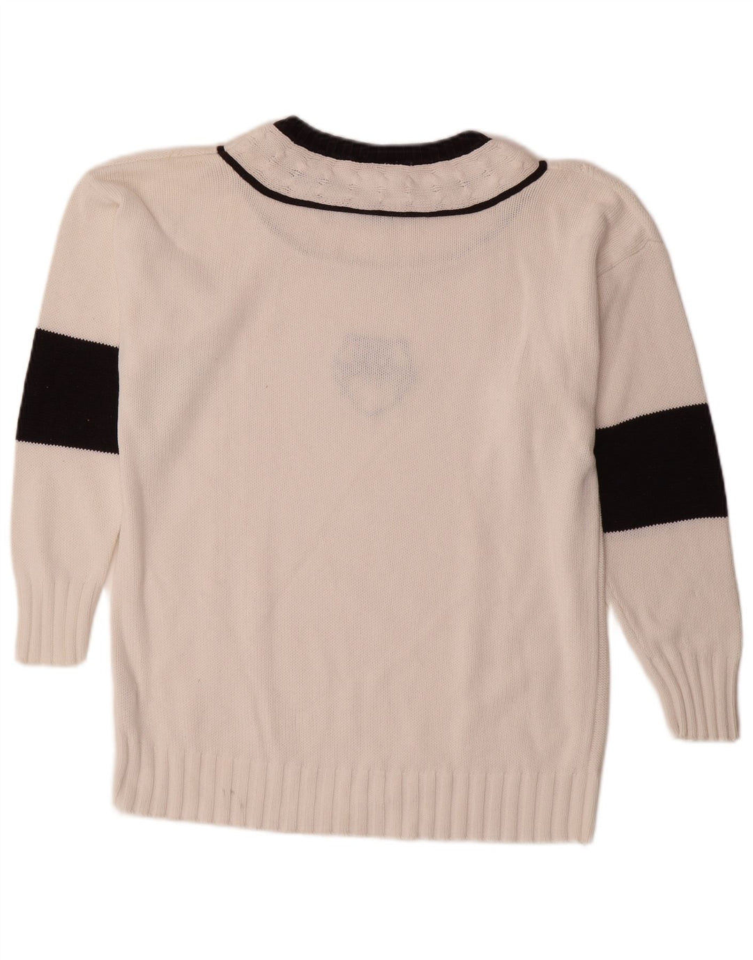 VINTAGE Womens Crew Neck Jumper Sweater EU 42 Large White Colourblock