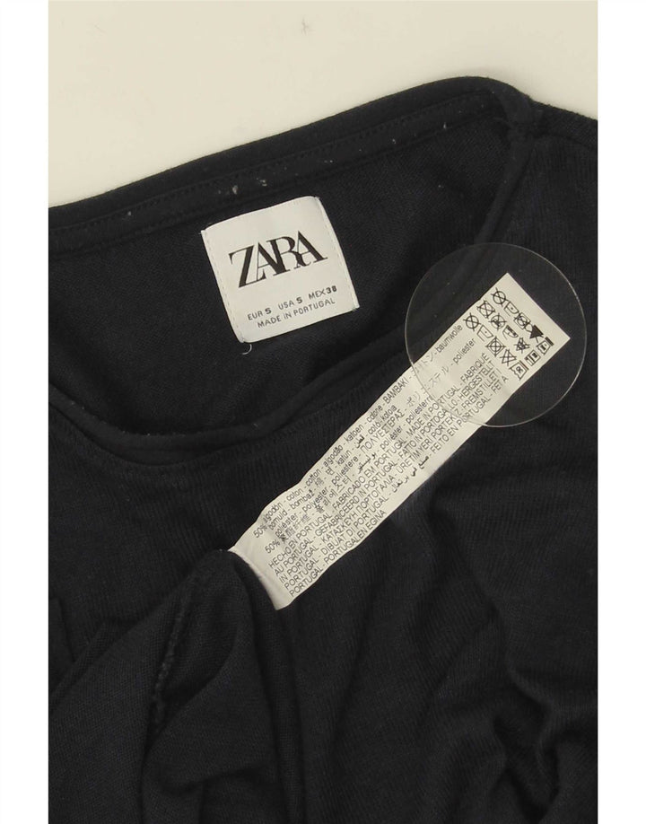 Maglione maglione girocollo da uomo Zara piccolo in cotone blu navy