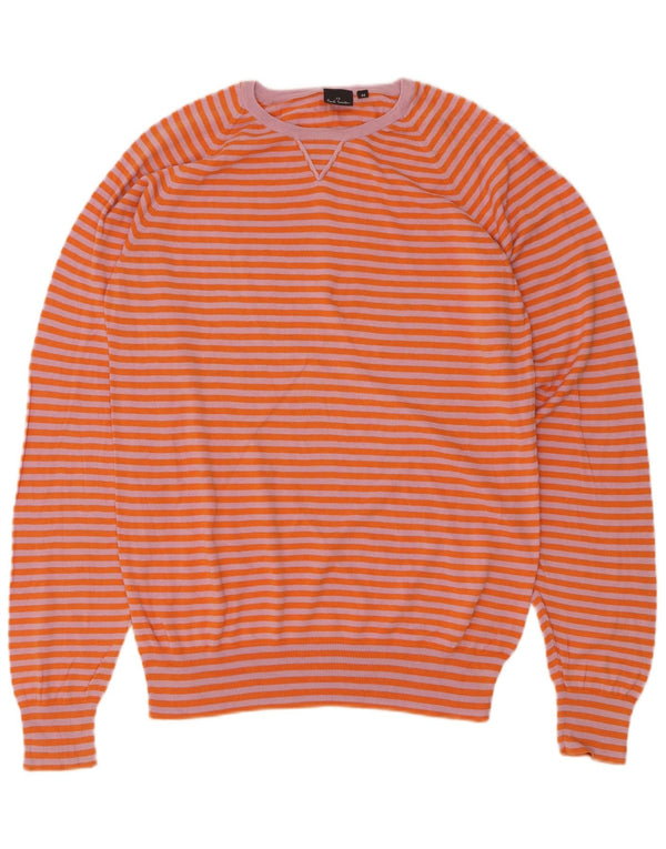 Maglione maglione con scollo a barca da donna Paul Smith UK 14 a righe arancioni medie