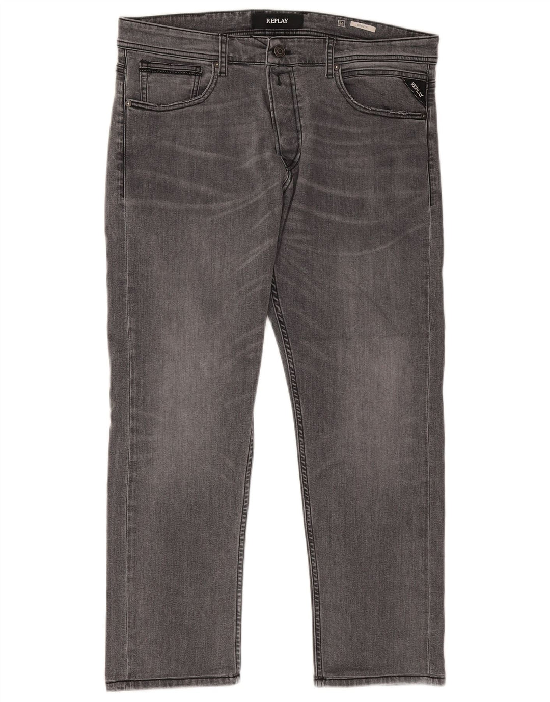 Replay Jeans dritti Grover da uomo W34 L27 cotone grigio