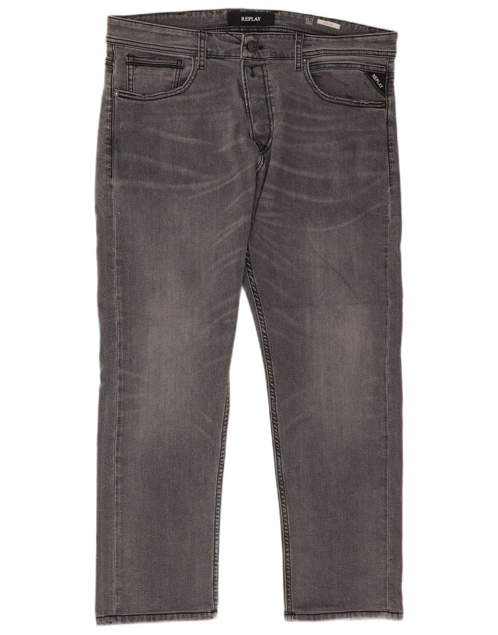 Replay Jeans dritti Grover da uomo W34 L27 cotone grigio
