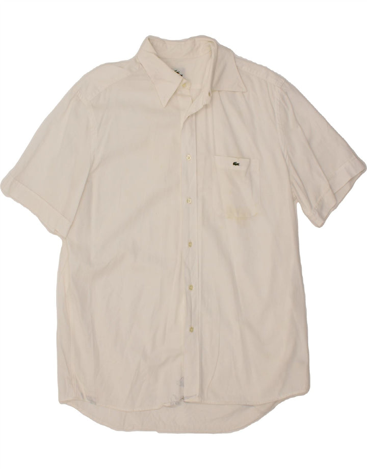 LACOSTE Mens Short Sleeve Shirt Size 43 Large White Cotton Vintage Lacoste and Second-Hand Lacoste from Messina Hembry 