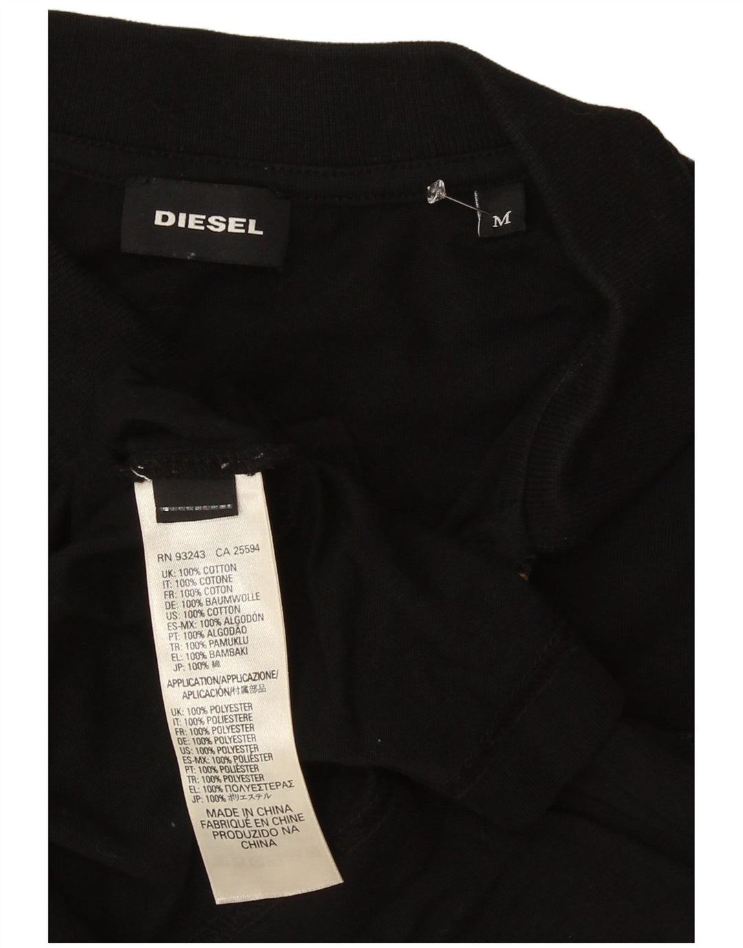 Polo Diesel da uomo in cotone nero medio