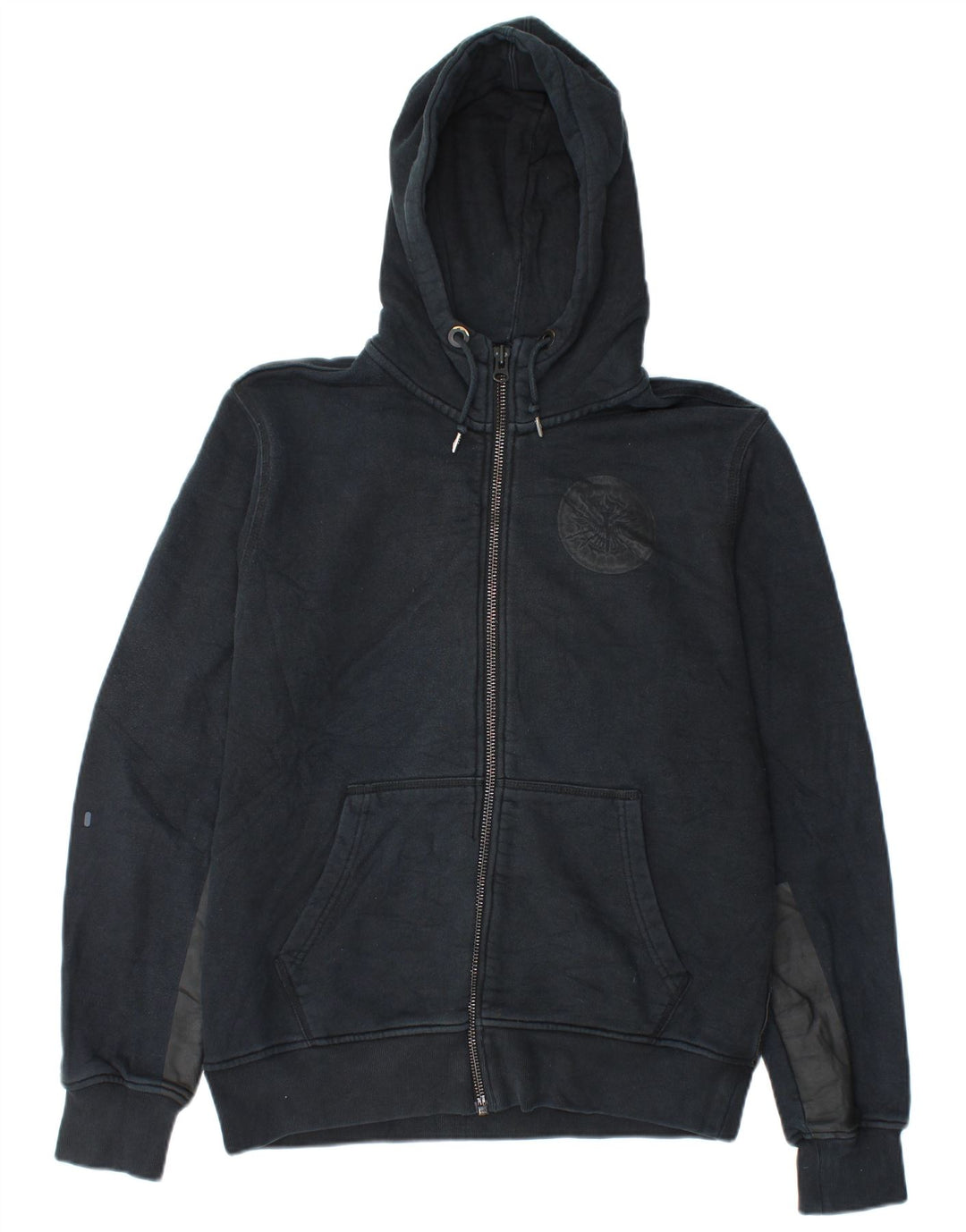 Felpa con cappuccio e zip grafica Nike da uomo in cotone color block medio blu navy