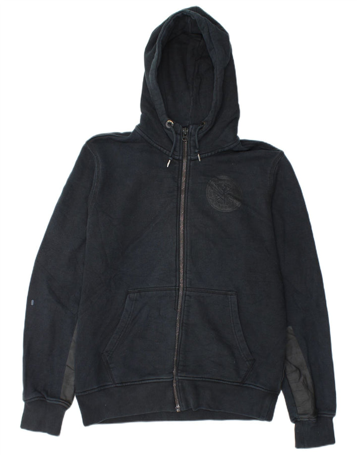 Felpa con cappuccio e zip grafica Nike da uomo in cotone color block medio blu navy