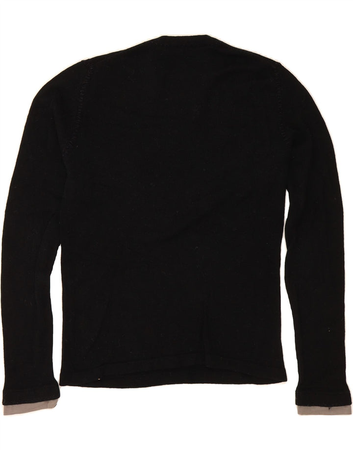 CLASS Womens Crew Neck Jumper Sweater IT 46 Large Black Patchwork Wool Vintage Class and Second-Hand Class from Messina Hembry 