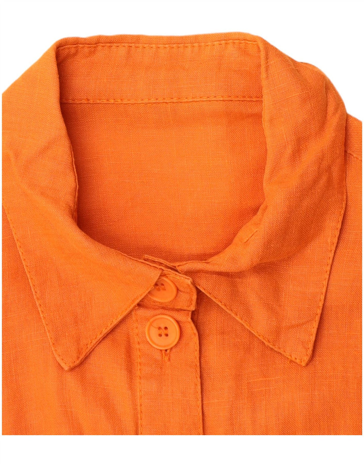 Camicia a maniche corte da donna VINTAGE UK 12 Lino arancione medio