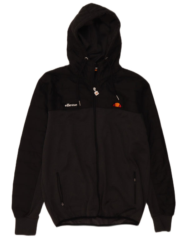 Maglione con cappuccio e zip da uomo Ellesse, grande, in poliestere color block grigio