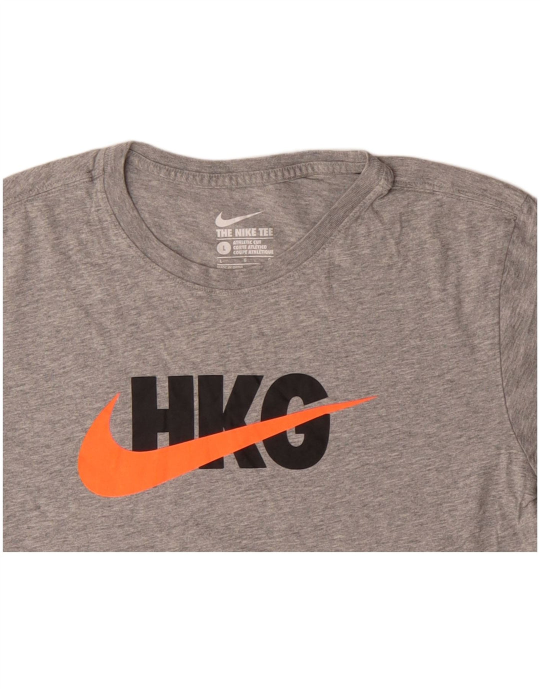 NIKE T-shirt grafica da donna con taglio atletico Top UK 14 Large in cotone grigio