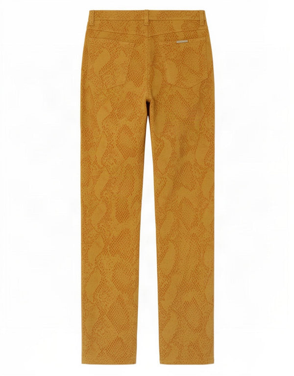 Pantaloni Casual Slim Donna Trussardi W28 L30 Cotone Stampa Animalier Giallo