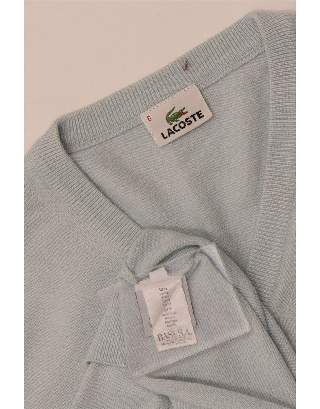Maglione maglione da uomo con scollo a V Lacoste taglia 6 XL lana blu