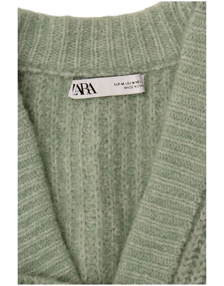 Maglione cardigan oversize da donna Zara UK 14 verde medio