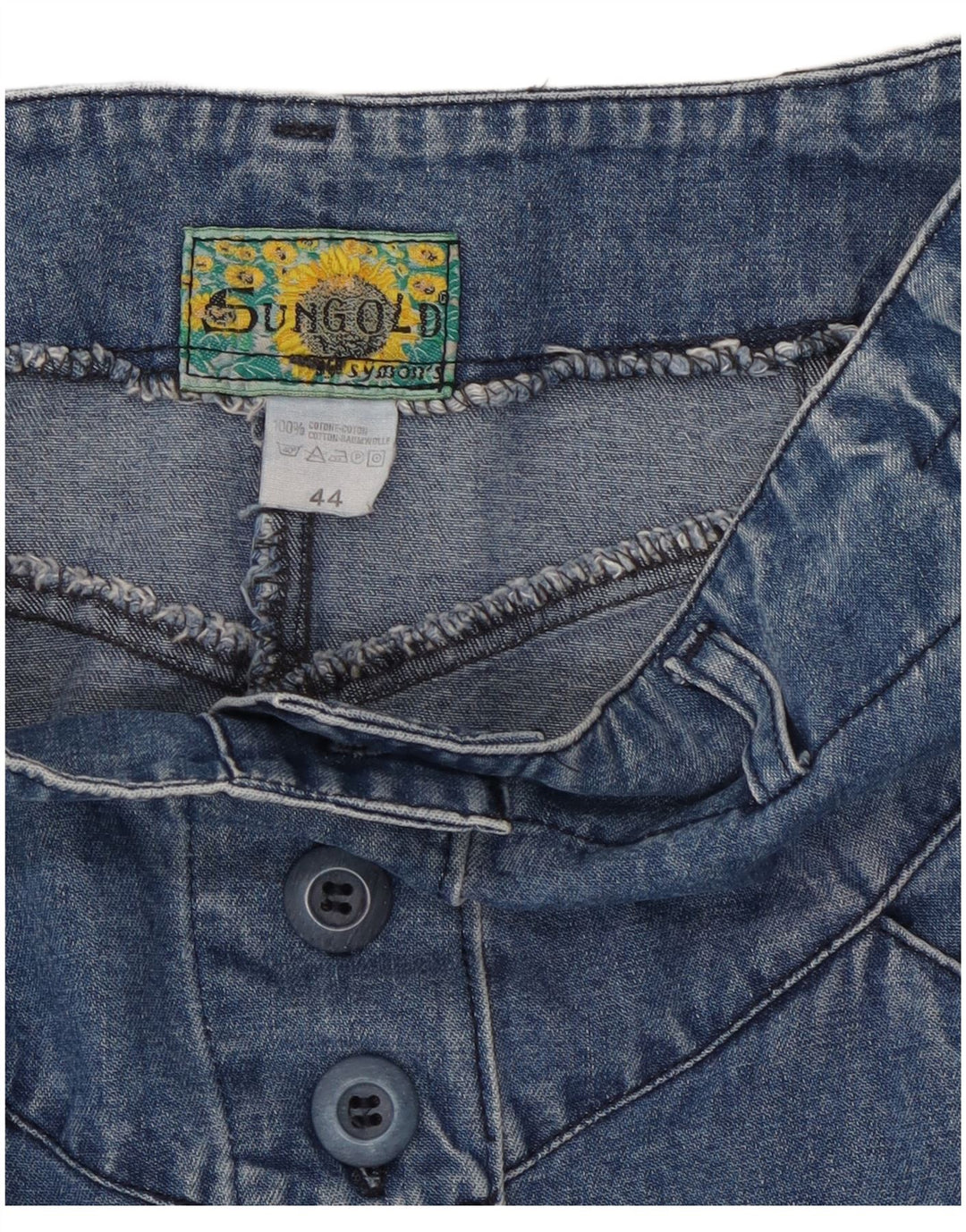 Gonna di jeans vintage da donna IT 44 media W28 cotone blu