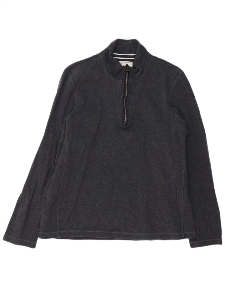JACK & JONES Maglione da uomo con zip e collo XL in cotone grigio