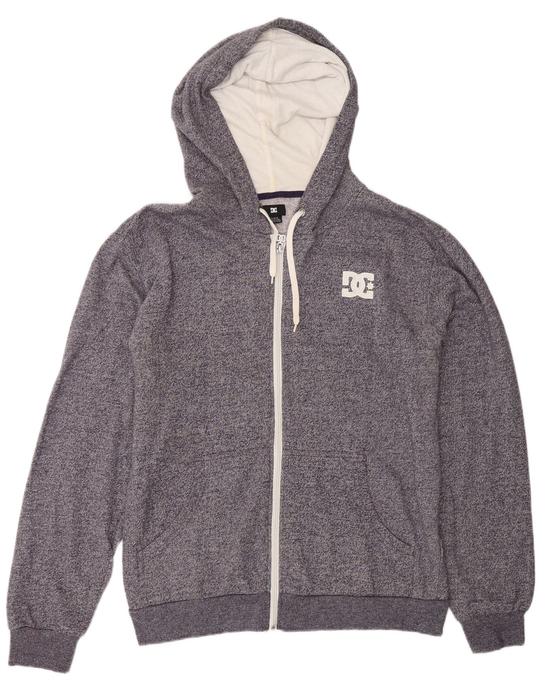 Maglione con cappuccio e zip DC da uomo in cotone screziato grigio medio