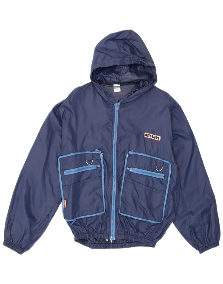 Giacca antipioggia con cappuccio da uomo Misura UK 38 Medium Blu Navy Poliammide