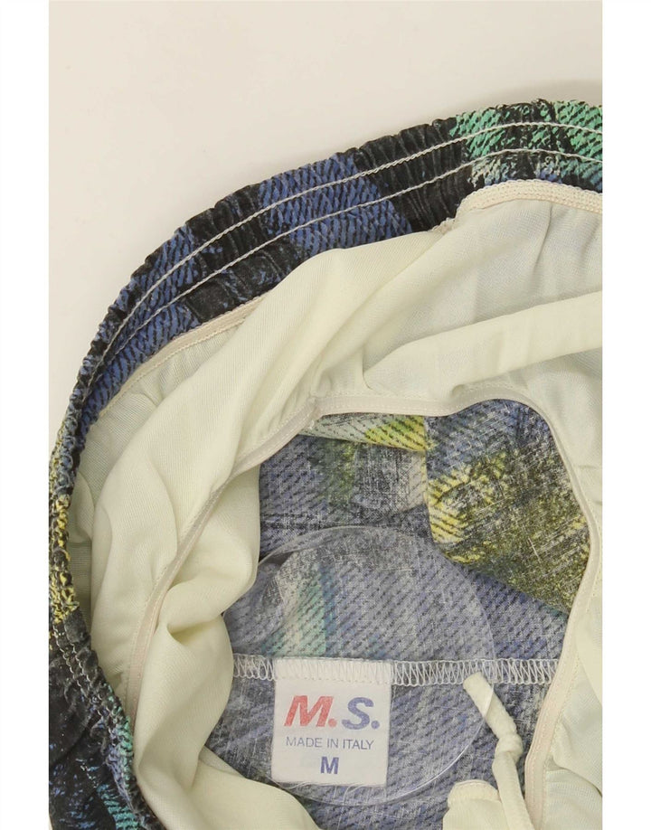 Pantaloncini da bagno grafici da uomo vintage con motivo astratto medio multicolore