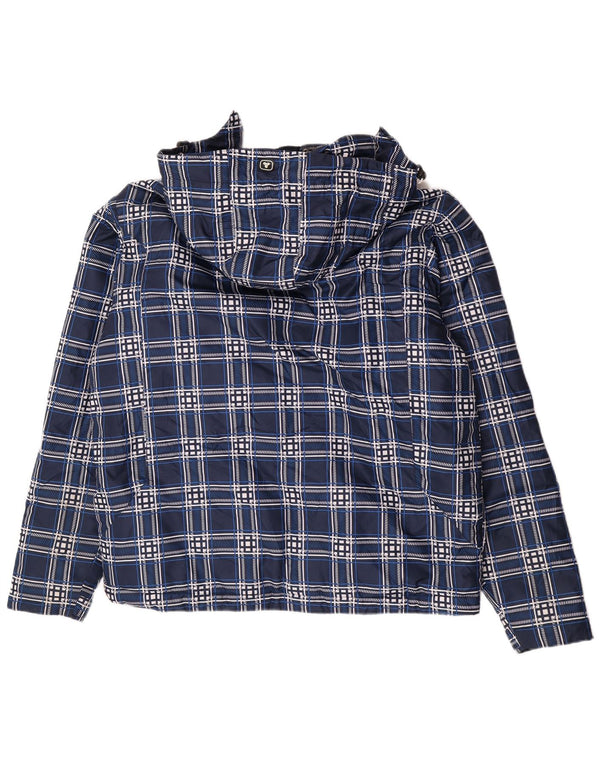 Giacca imbottita con cappuccio da uomo Brugi UK 40 grande poliestere a quadri blu navy